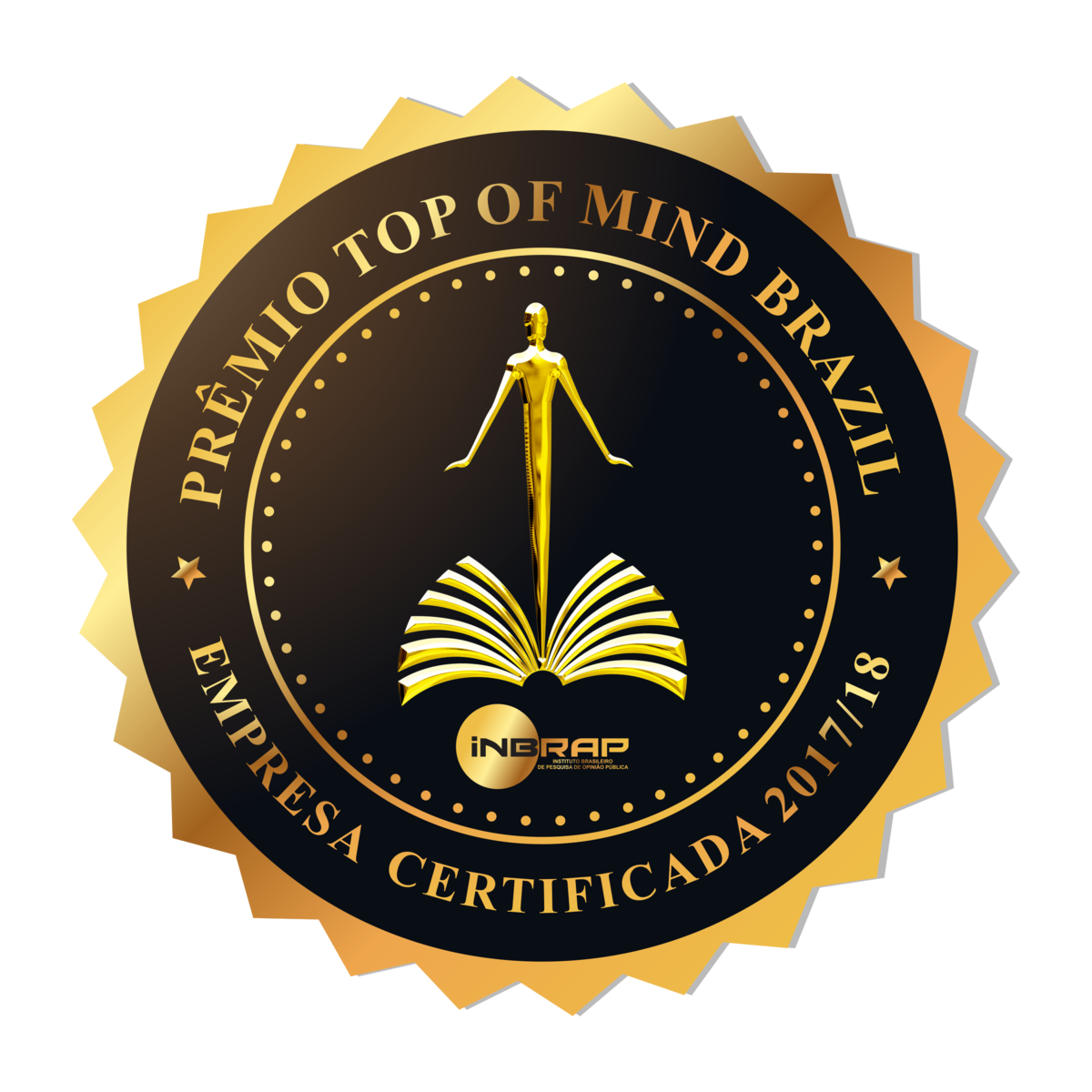 Emblema do prêmio Top Of Mind Brazil 2017/18 concedido pela INBRAP